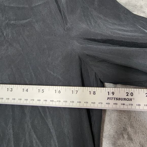 Zara Basic Top Womens M Black Silky Modal Cutout Neckline Tie Wrap Drape Back - Picture 6 of 8